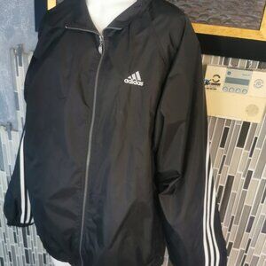 Adidas Wind Breaker Jacket Black White Stripes Men 2XL All Weather Rain 0241  Me